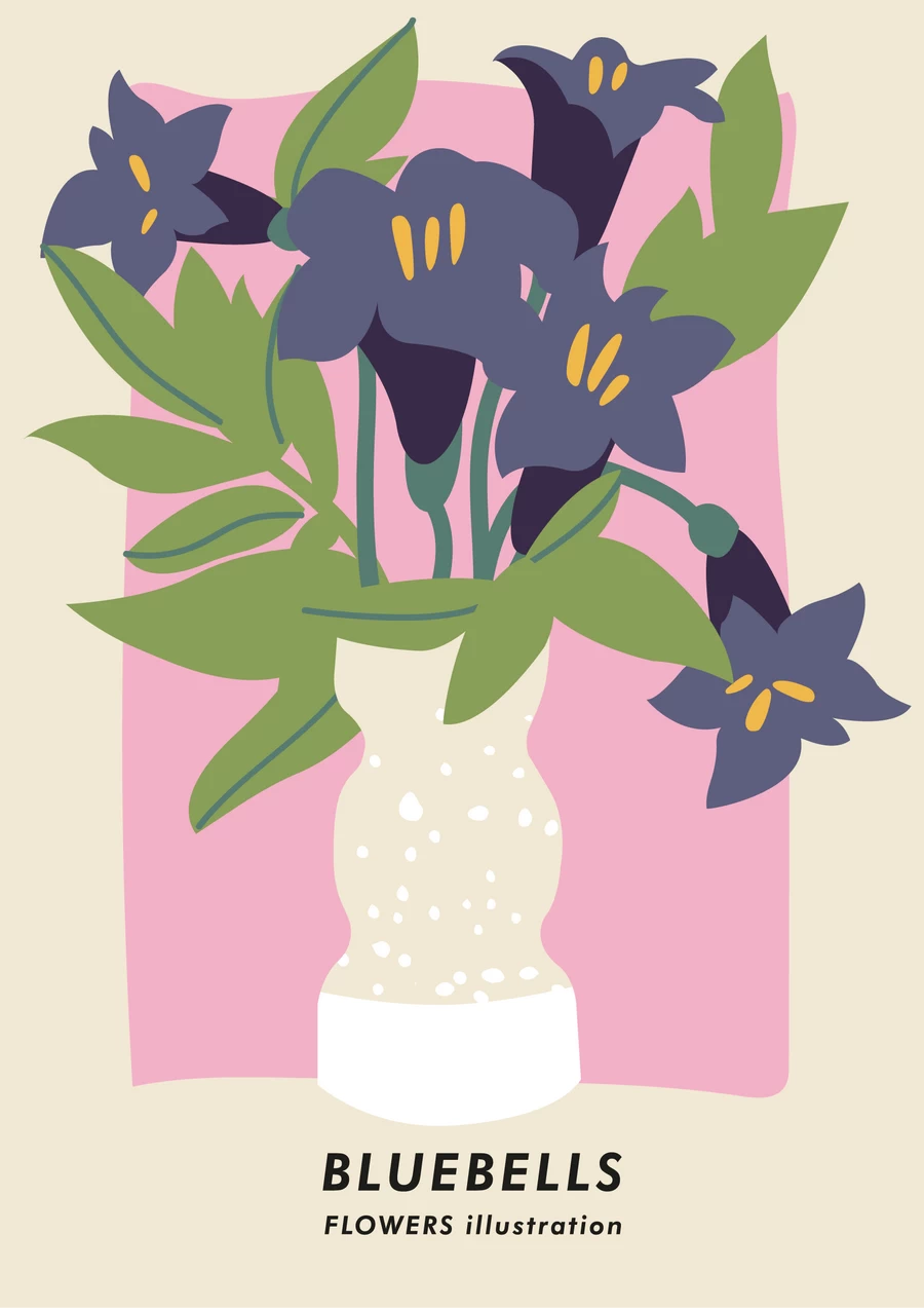 手绘小清新北欧花朵植物花卉插画海报封面画芯装饰AI矢量设计素材【026】